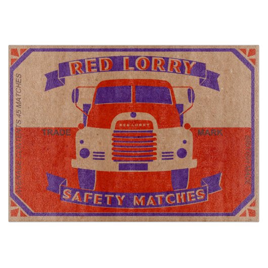 Retro  Rode Vrachtwagen Matchbox glas Snijplank (Voorkant)