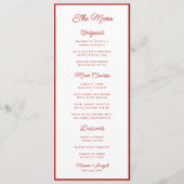 Retro Rode & Witte Bruiloft Menu (Voorkant)