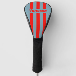 Retro Rode Zee Drie Pin Strepen met Naam Golfheadcover