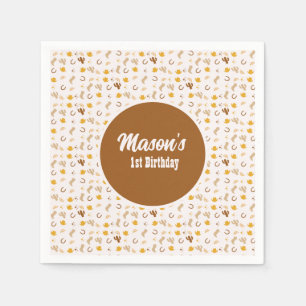 Retro Rodeo Cowgirl Cowboy Bohemian Birthday Servet