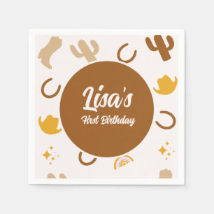 Retro Rodeo Cowgirl Cowboy Boho Birthday Servet