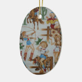 Retro Rodeo Cowmeiden kerstboomversiering Keramisch Ornament (Links)