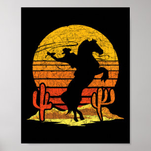 Retro Rodeo Western Land Horseback Cowbo Poster