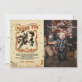 Retro Rodeo Westerne Cowboy Verjaardagsfoto Bedankkaart (Voorkant)