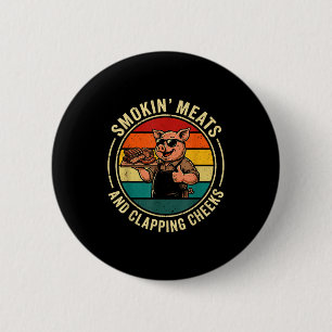 Retro rokend vlees en klappende wangen grappig var ronde button 5,7 cm
