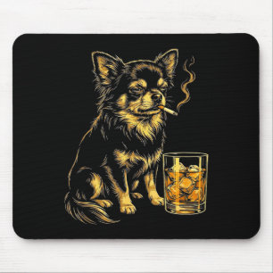 Retro rokende Chihuahua grappige hond meme grafisc Muismat