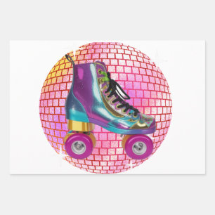 Retro Roller Disco Bal Wrapping Papier Bladen Inpakpapier Vel