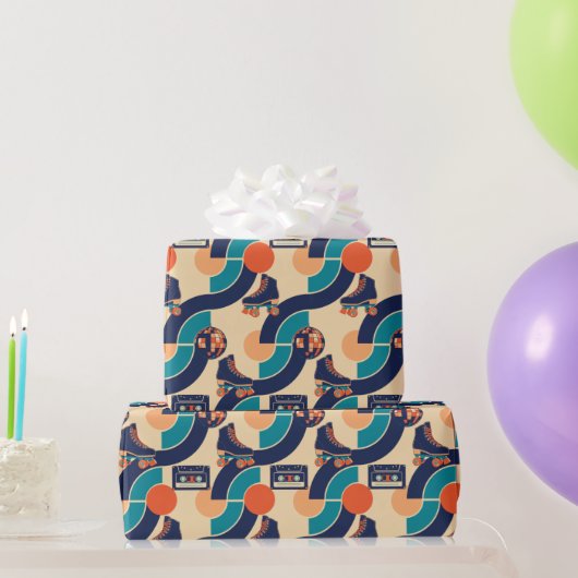Retro Roller Disco Cadeaupapier (Feestgeschenken)