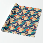 Retro Roller Disco Cadeaupapier (Uitgerold)
