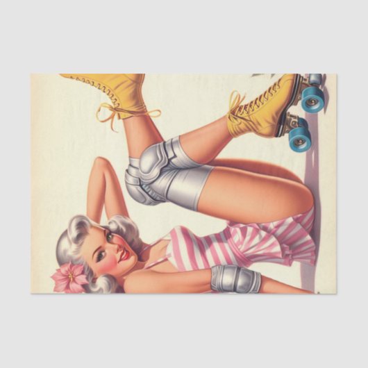 Retro Roller Meisje Pin Up Tissuepapier (Voorkant)