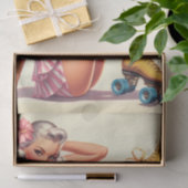 Retro Roller Meisje Pin Up Tissuepapier (Geschenk)