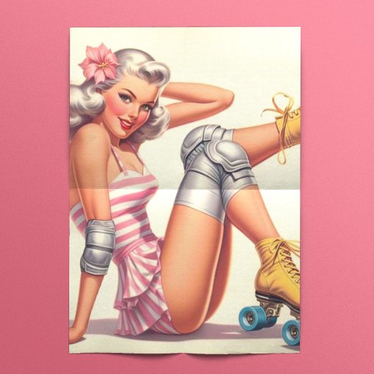 Retro Roller Meisje Pin Up Tissuepapier