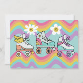 Retro Roller Patinage Arc-en-ciel Invitation d'ann (Dos)