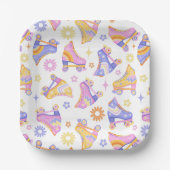 Retro Roller Rink Verjaardagsfeest Papieren Bordje (Voorkant)