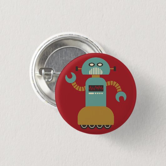 Retro Roller Robot Flair Button (Voorkant /achterkant)