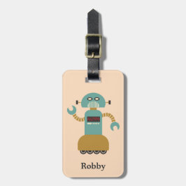 Retro Roller Robot Gepersonaliseerd Bagagelabel