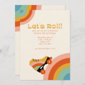 Retro Roller Schaats Birthday Party Invitation Kaart (Voorkant / Achterkant)
