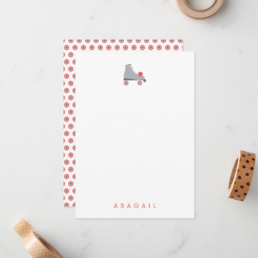 Retro Roller Schaats Gepersonaliseerd Geschenk Aan Notitiekaartje (Voorkant / Achterkant in situ)