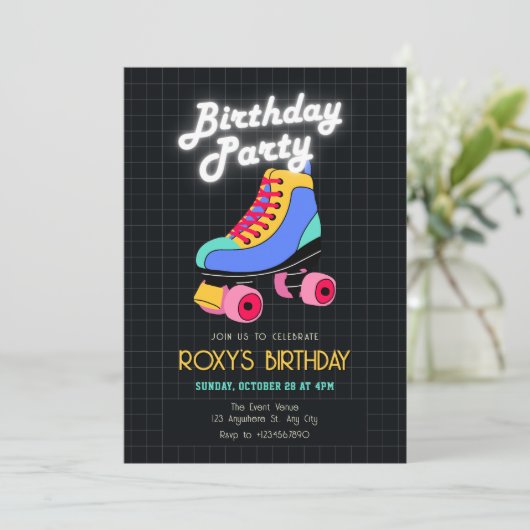 Retro roller schaats kaart (Staand voorkant)
