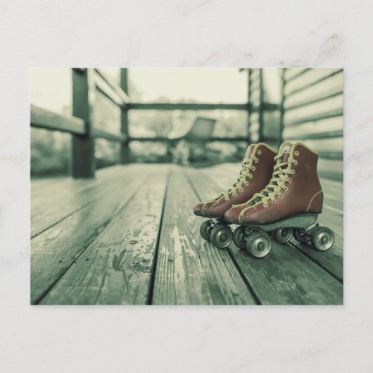 Retro  Roller Schaatsen Briefkaart (Voorkant)