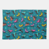 Retro Roller-Schaatsen en -sterren Theedoek (Horizontaal)