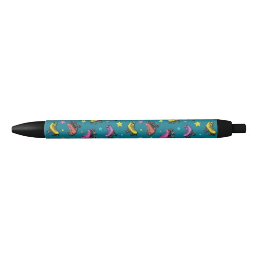 Retro Roller-Schaatsen en -sterren Zwarte Inkt Pen (Voorkant)
