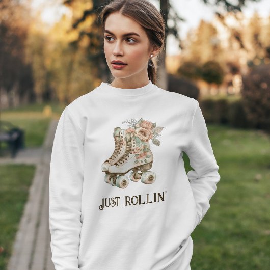 Retro Roller Schaatsen Floral Pastel Trui