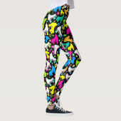 Retro Roller Schaatsen Neon Bright op Black Leggings (Rechts)