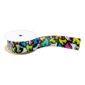 Retro Roller Schaatsen Neon Brights on Black Ribbo Lint (Spoel)