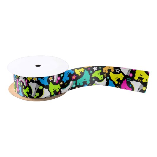 Retro Roller Schaatsen Neon Brights on Black Ribbo Lint (Spoel)