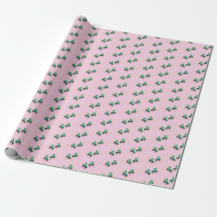Retro roller schaatsen: roze. cadeaupapier