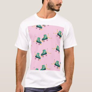 Retro roller schaatsen: roze. t-shirt