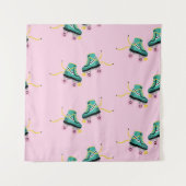 Retro roller schaatsen: roze. wandkleed (Voorkant)