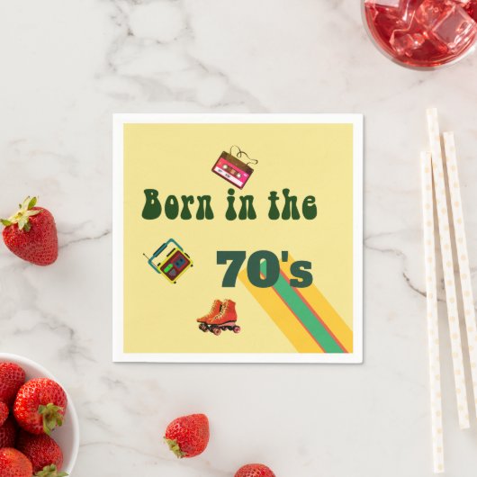 Retro Roller Schaatsen Tapes 50th Birthday 70s Servet (Insitu)