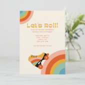 Retro Roller Skate Anniversaire Fête Invitation (Debout devant)