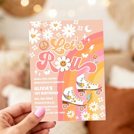 Retro Roller Skate Birthday Invitation