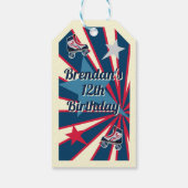 Retro Roller Skate Party Blue & Red 70's  Cadeaulabel (Achterkant)