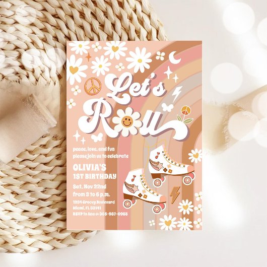 Retro Roller Skating Birthday Invitation