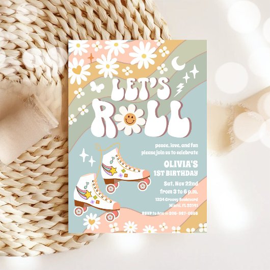 Retro Roller Skating Birthday Invitation