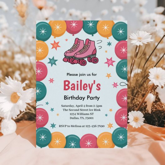 Retro Roller Skating Birthday Kaart