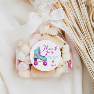 Retro Roller Skating Birthday Party Favor Ronde Sticker