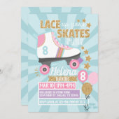 Retro Roller Skating Birthday Party Invitation Kaart (Voorkant / Achterkant)