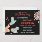 Retro Roller Skating Birthday Party Invitation Kaart (Voorkant)