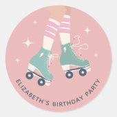 Retro Roller Skating Birthday Party Ronde Sticker (Voorkant)