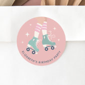 Retro Roller Skating Birthday Party Ronde Sticker