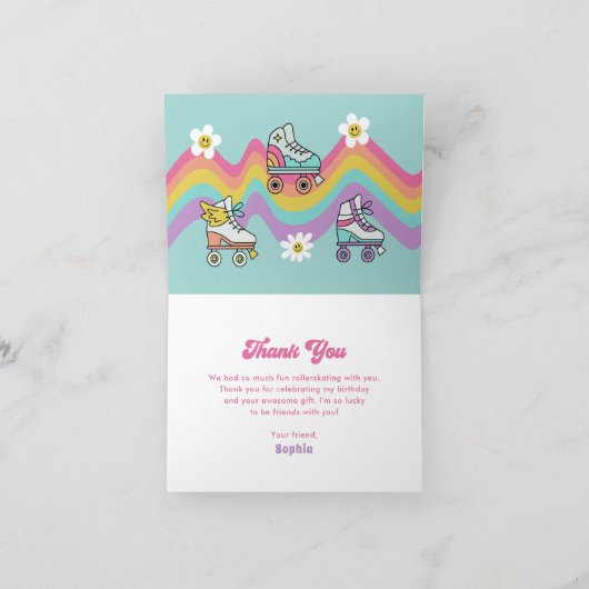 Retro Roller Ski arc-en-ciel Anniversaire Merci (Intérieur)