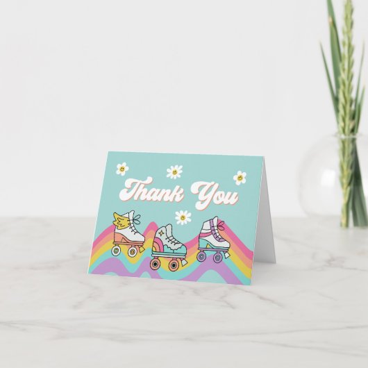 Retro Roller Ski arc-en-ciel Anniversaire Merci (Devant)