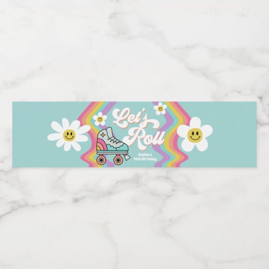 Retro Roller Ski Arc-en-ciel Étiquettes d'eau d'an (Étiquettes simples)