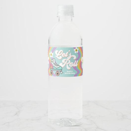 Retro Roller Ski Arc-en-ciel Étiquettes d'eau d'an (Devant)