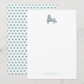 Retro Rollerskate Eigen Geschenk Blauw Notitiekaartje (Voorkant / Achterkant)